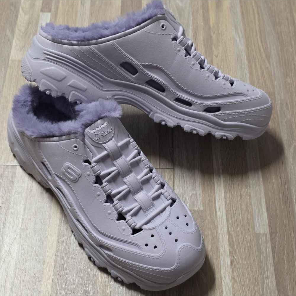 🔥NWT Skechers Lavender Foamies D'Lites 2.0 Warm & Cozy Shoes Size 8 - Picture 3 of 7